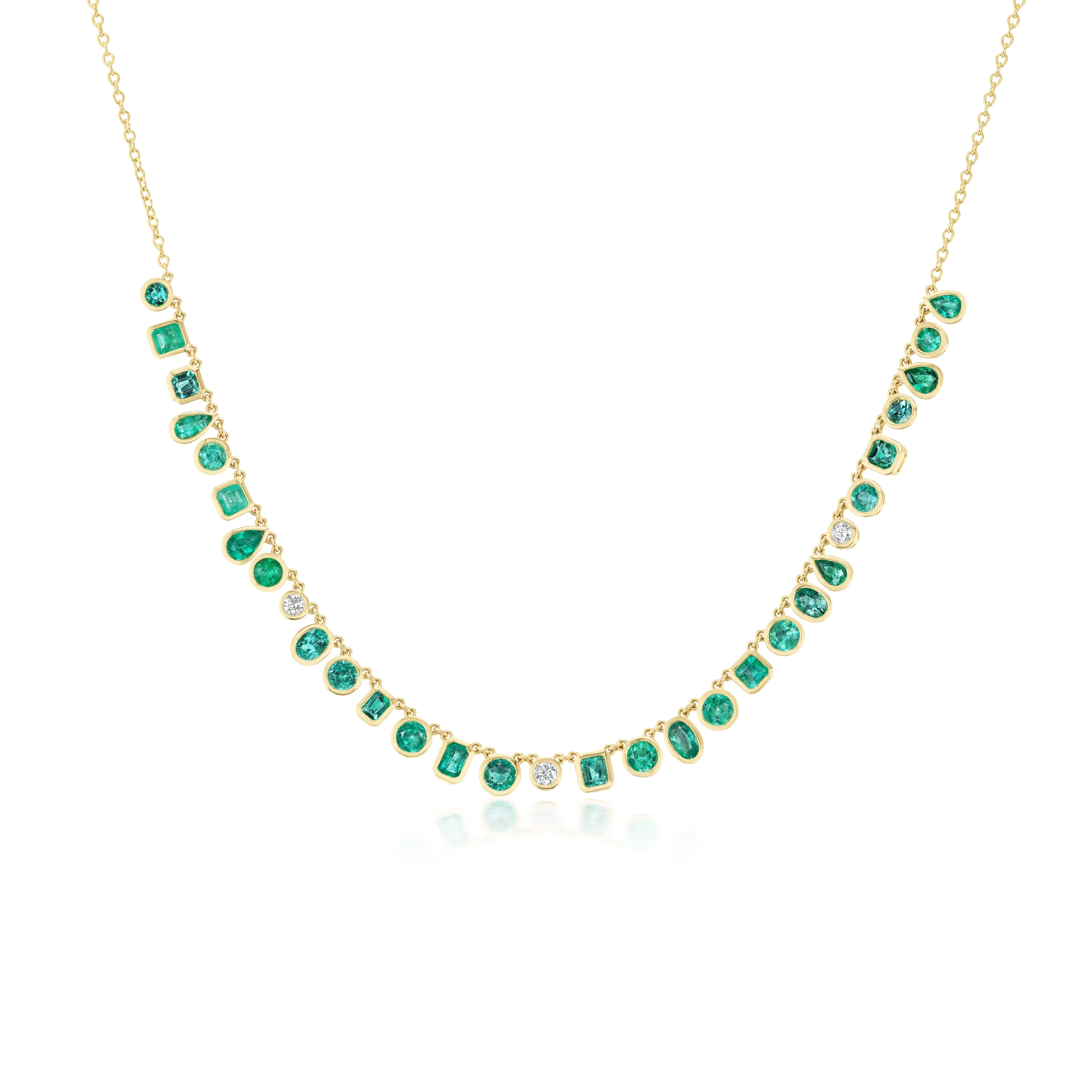 Jardin Emerald & Diamond Bezel Set Necklace