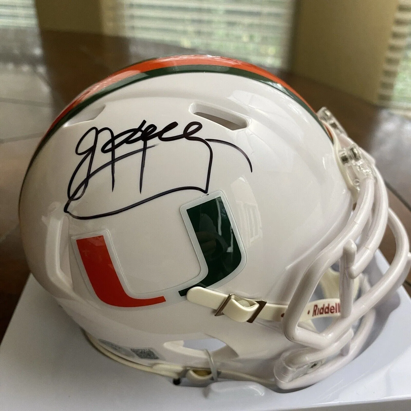 JIM KELLY AUTOGRAPHED SIGNED UNIVERSITY OF MIAMI MINI HELMET BECKETT