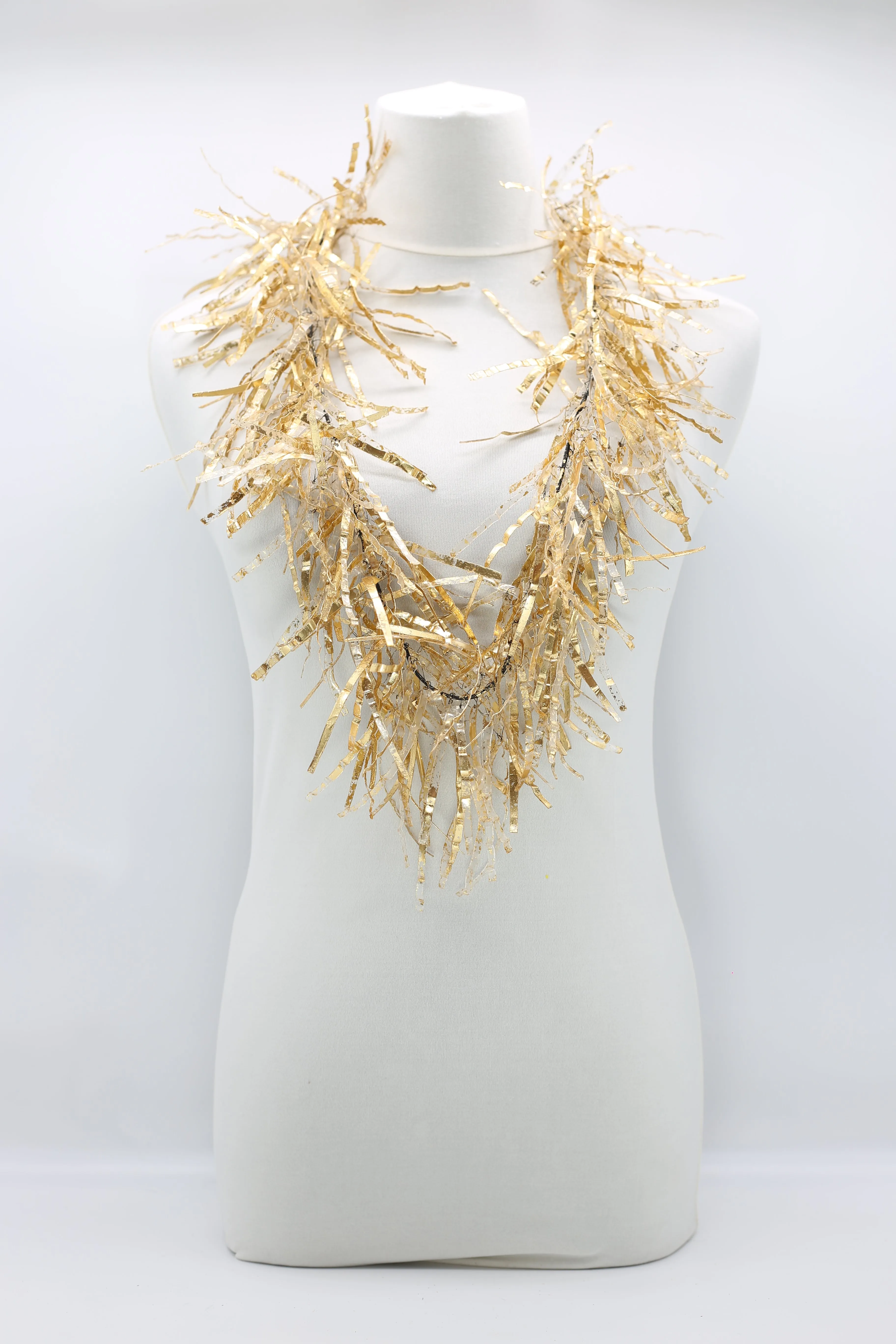 Jimi Hendrix Recycled Plastic Bottle Fringe Necklace - Hand gilded