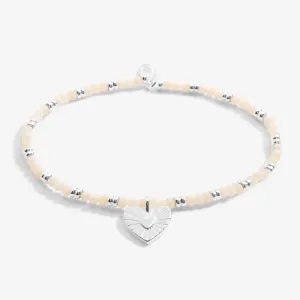 Joma Boho Beads Heart White & Silver Bracelet