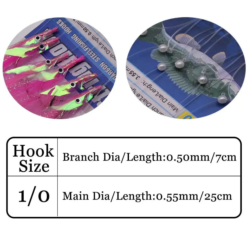 JYJ pack artificial laser fish skin Spanish mackerel hook,fishing sabiki rig string hook for sea fishing