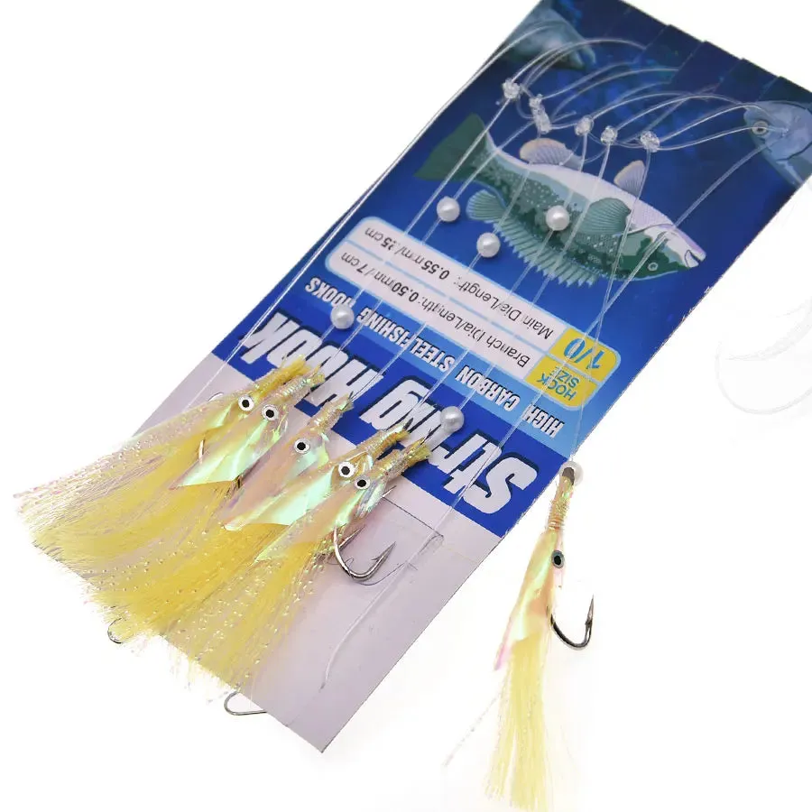 JYJ pack artificial laser fish skin Spanish mackerel hook,fishing sabiki rig string hook for sea fishing