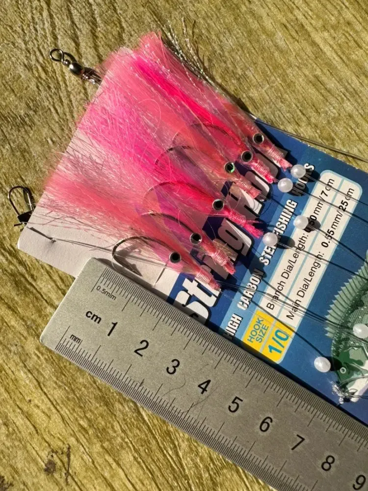 JYJ pack artificial laser fish skin Spanish mackerel hook,fishing sabiki rig string hook for sea fishing