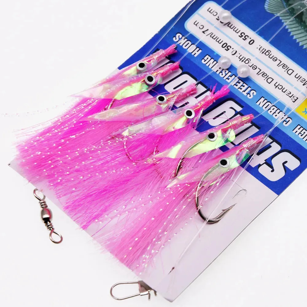 JYJ pack artificial laser fish skin Spanish mackerel hook,fishing sabiki rig string hook for sea fishing