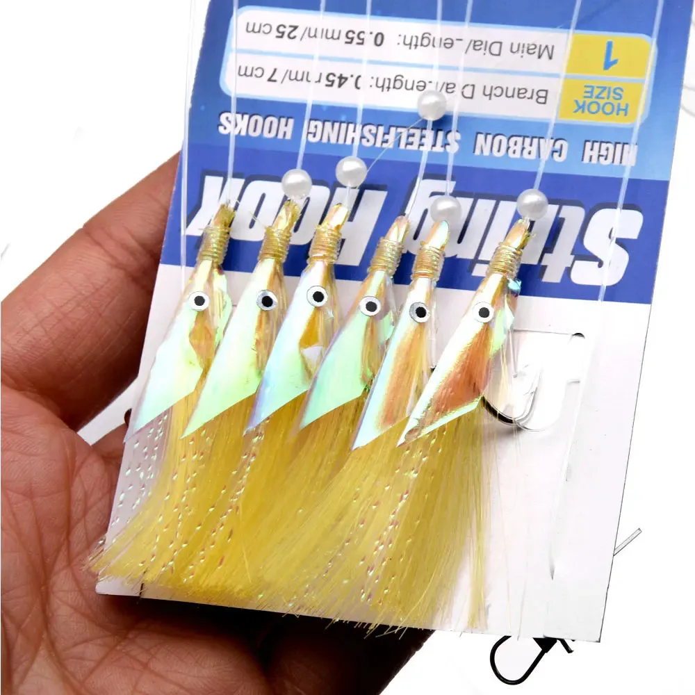 JYJ pack artificial laser fish skin Spanish mackerel hook,fishing sabiki rig string hook for sea fishing