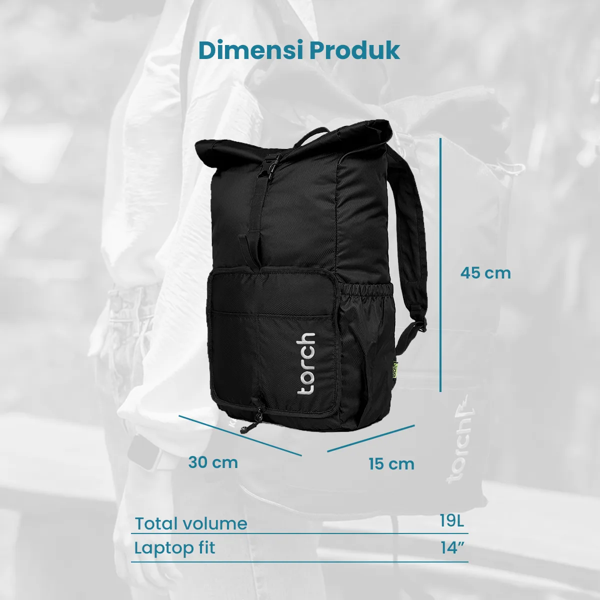 Kashiwa Tas Ransel Foldable Torch 19L