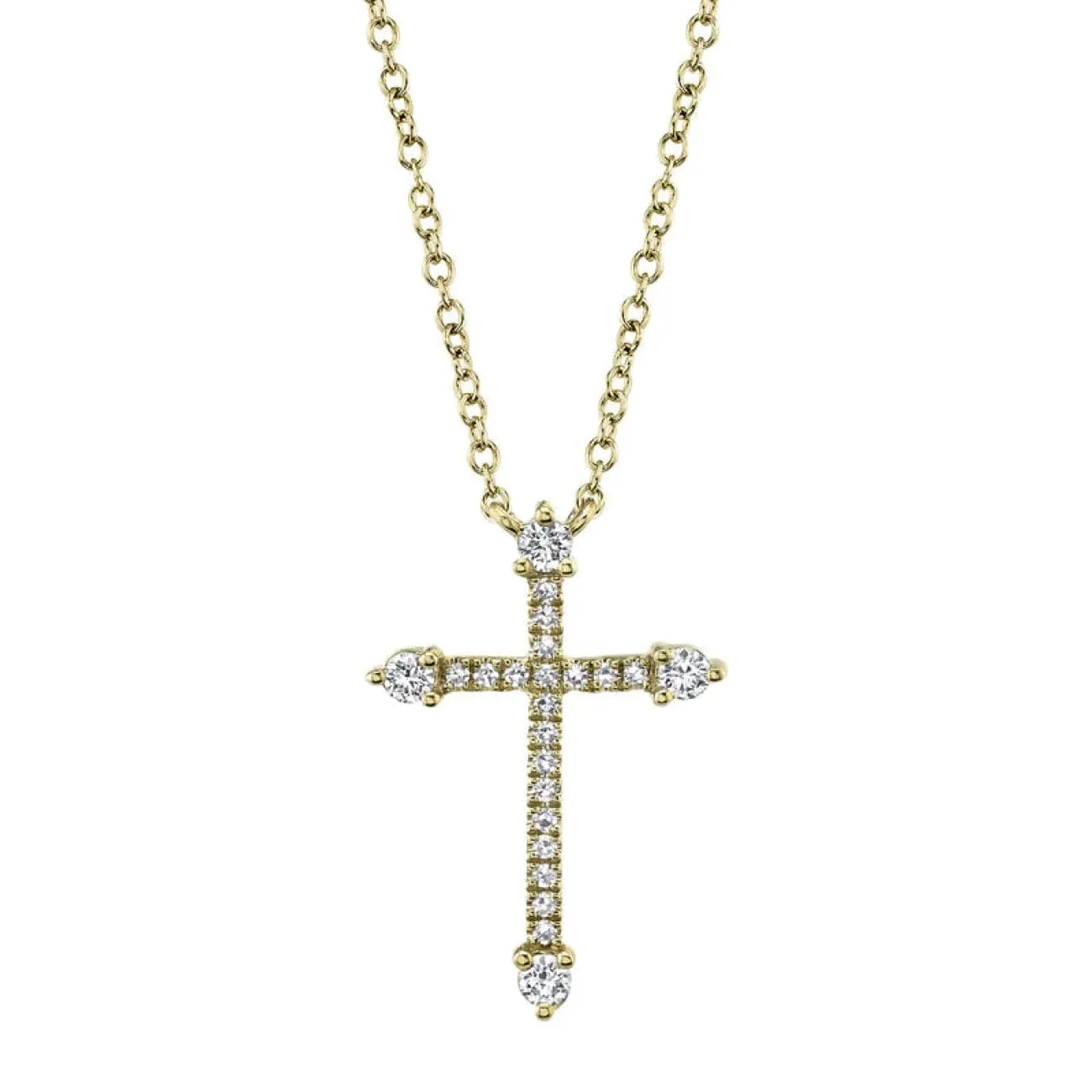 Kate 14K Yellow Gold 0.17 ct Diamond Pavé Cross Necklace