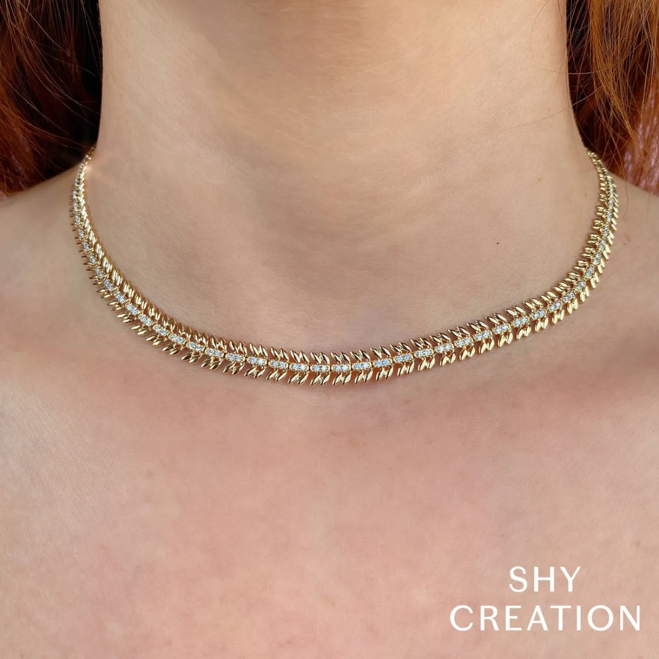 Kate 14K Yellow Gold Diamond Laurel Wreath Necklace