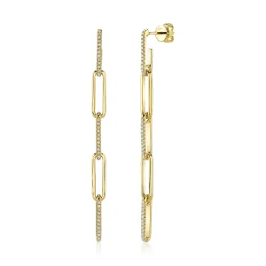 Kate 14K Yellow Gold Diamond Paper Clip Link Earrings