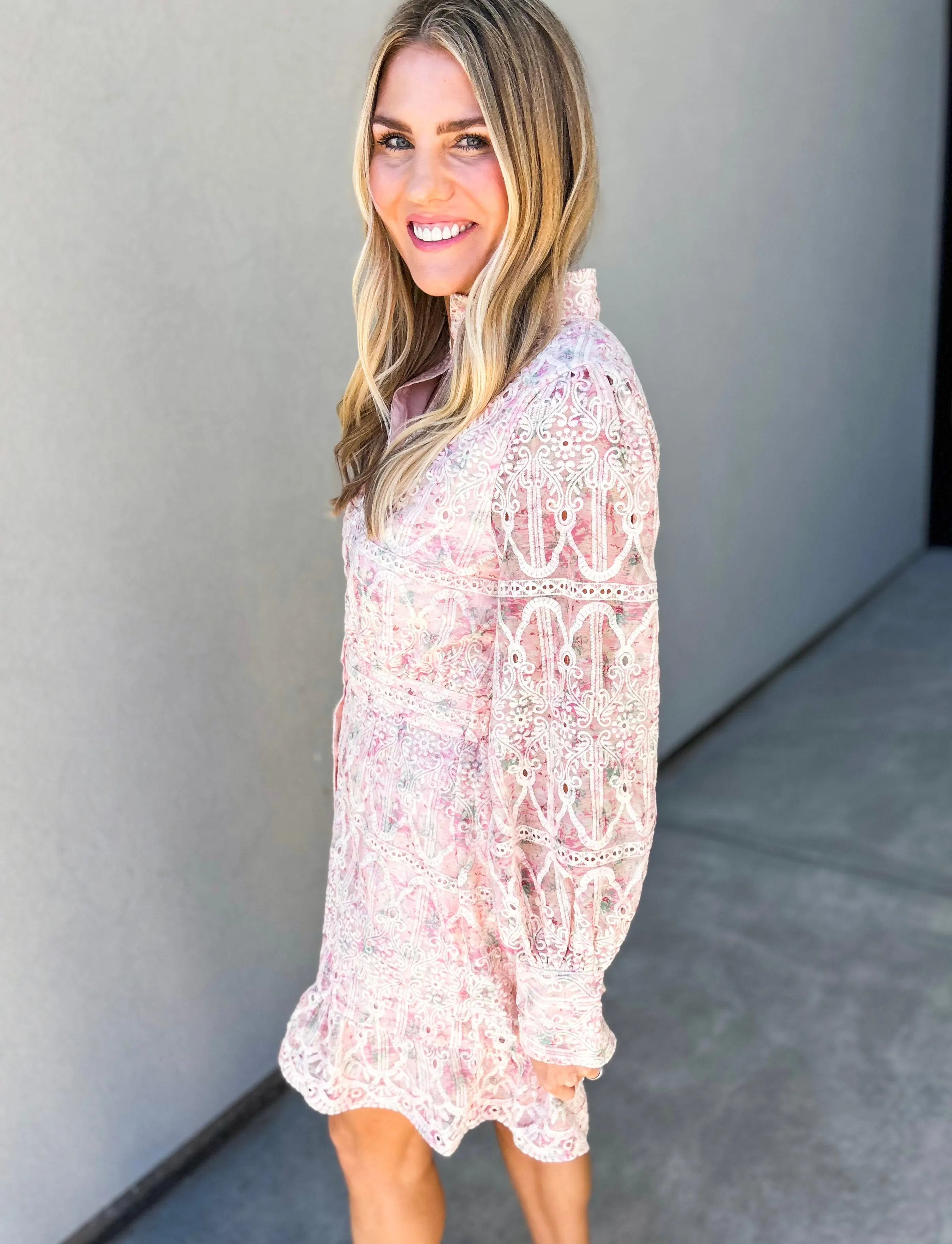 Katie Jo Broderie Ruffle Hem Dress