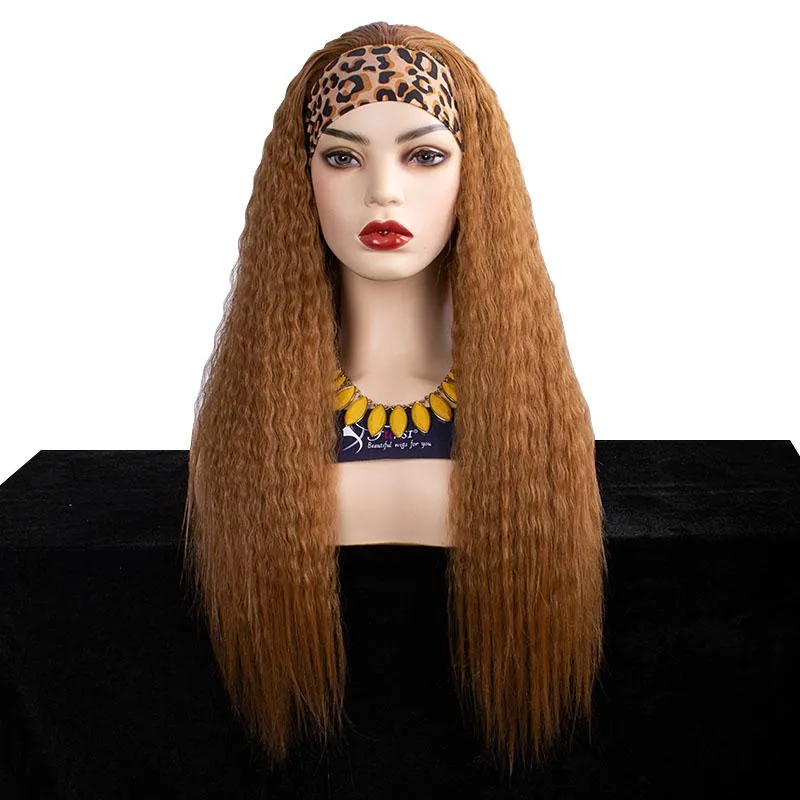 Kinky straight hair synthetic headband wig