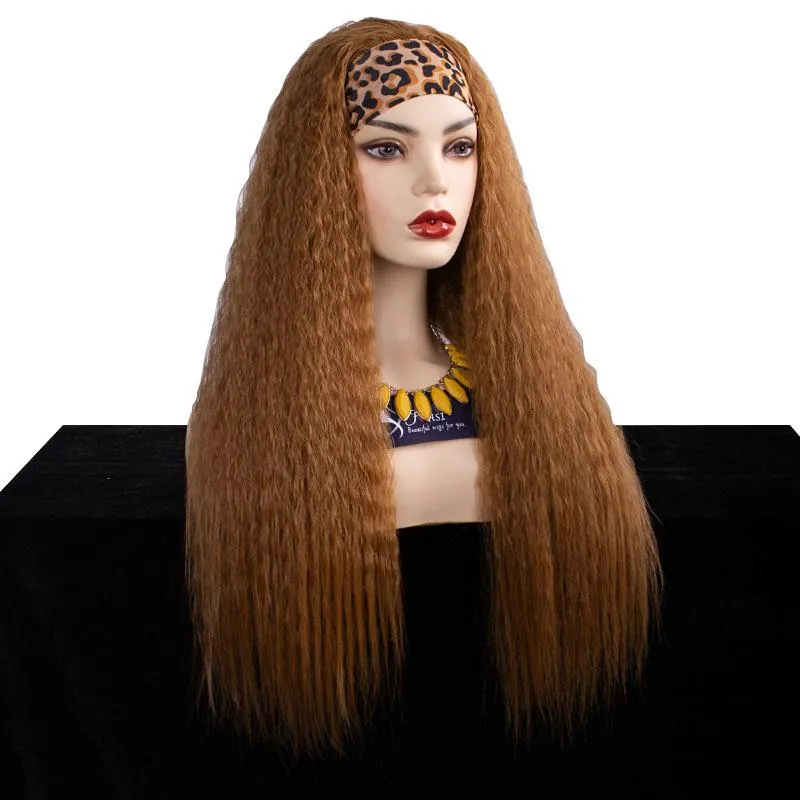Kinky straight hair synthetic headband wig