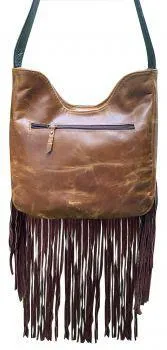Klassy Cowgirl   Medium Brown Floral Tooled Crossbody Bag