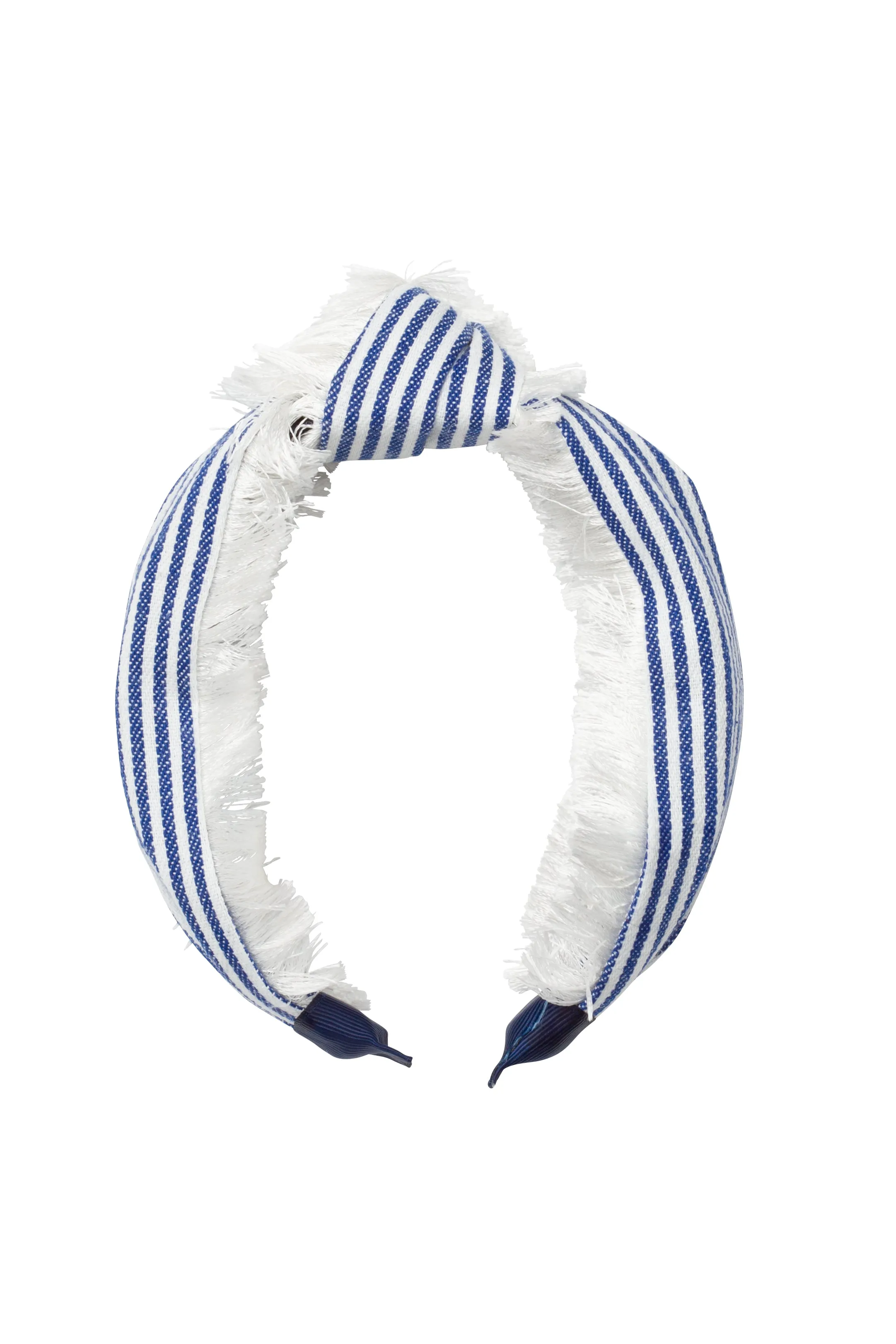 Knot Fringe Headband - Pinstripe Denim