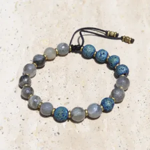 Labradorite Lava Adjustable Bracelet *Final Sale*  for Essential Oils