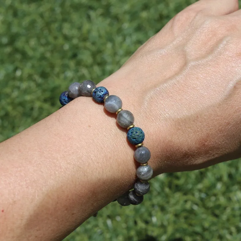 Labradorite Lava Adjustable Bracelet *Final Sale*  for Essential Oils