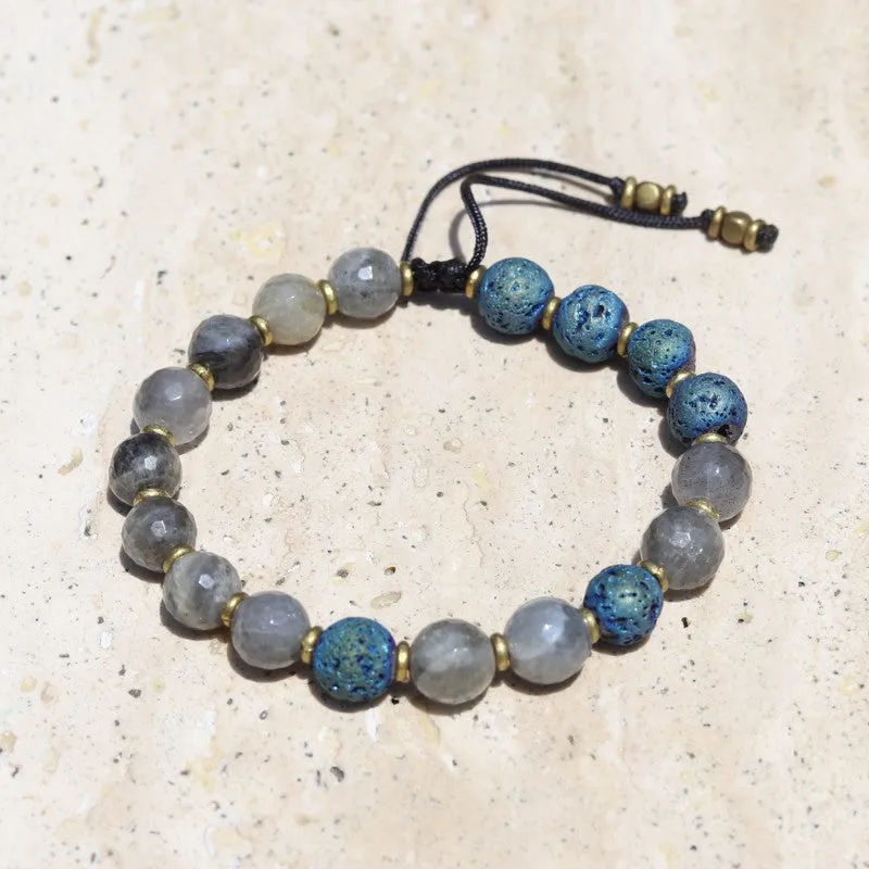 Labradorite Lava Adjustable Bracelet *Final Sale*  for Essential Oils