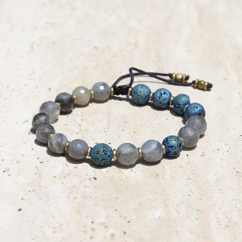 Labradorite Lava Adjustable Bracelet *Final Sale*  for Essential Oils