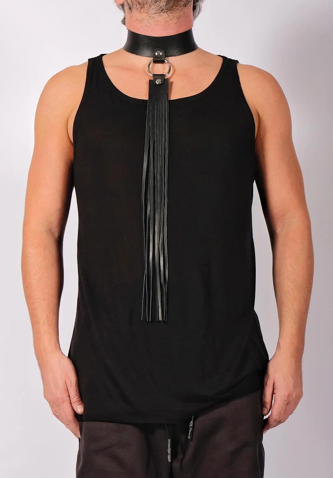 Leather Choker with Fringe