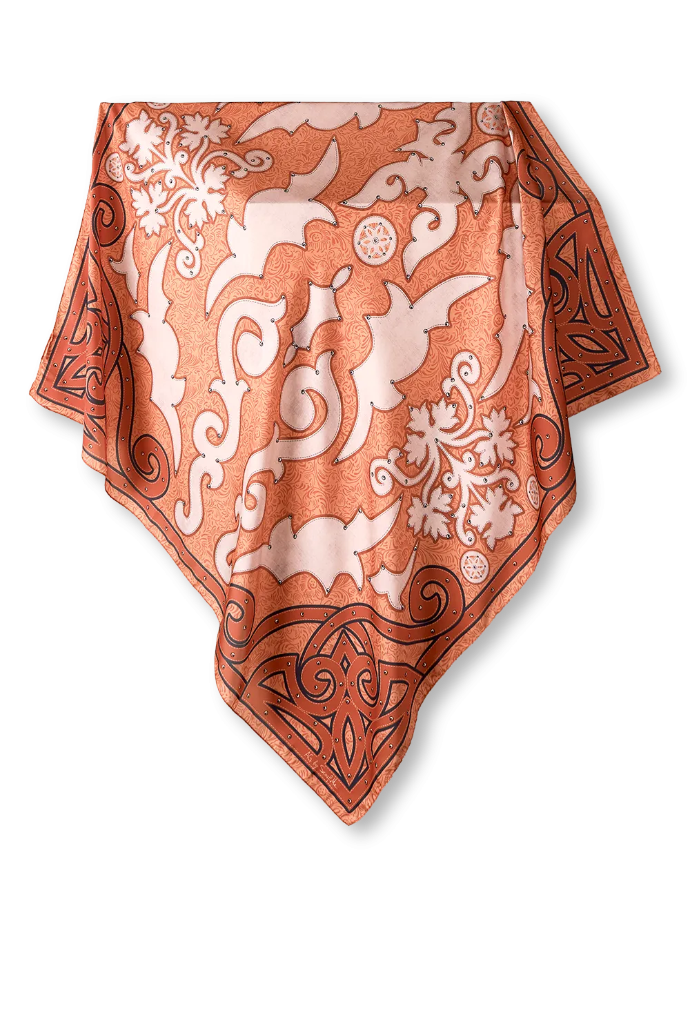Lenço Chaps Western marrom em cetim de poliéster | 90x90cm