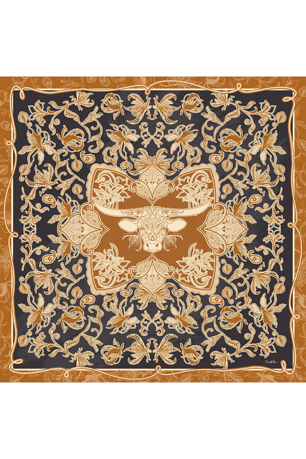 Lenço Gloriosa em cetim de seda | 90x90cm