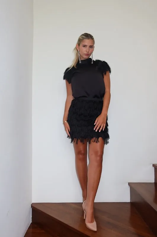 LEVI Black Fringe Skirt