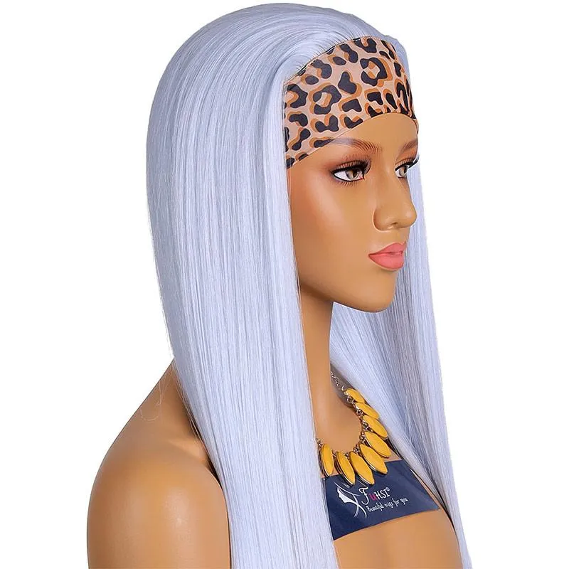 Light Blue Headband Wig Synthetic Hair