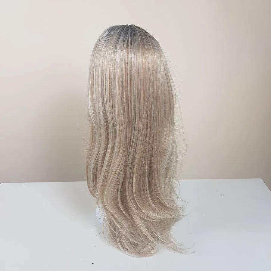 Light Gold Blonde Rooted Madison Wig No Fringe
