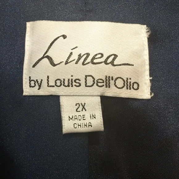 Linea Louis Dell’Olio Navy Blue White Floral lined Stretch Blazer Jacket sz 2XL
