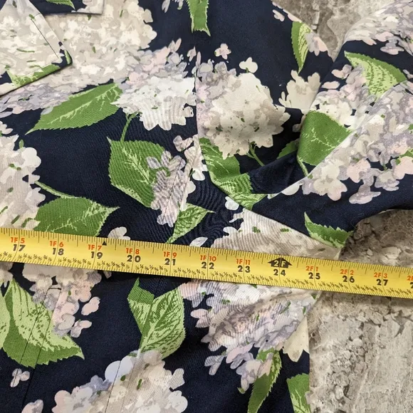 Linea Louis Dell’Olio Navy Blue White Floral lined Stretch Blazer Jacket sz 2XL