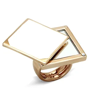 LO2971 Rose Gold Brass Ring with Synthetic in Clear