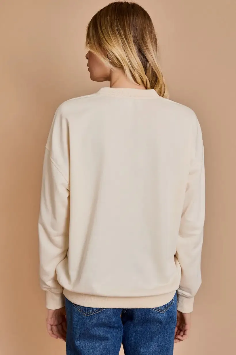 LONG SLEEVE ROUND NECK "WINE TASTING CLUB" SWEATSHIRT