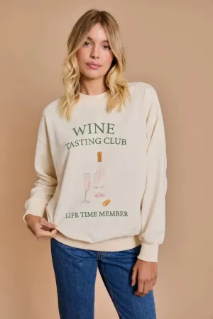 LONG SLEEVE ROUND NECK "WINE TASTING CLUB" SWEATSHIRT