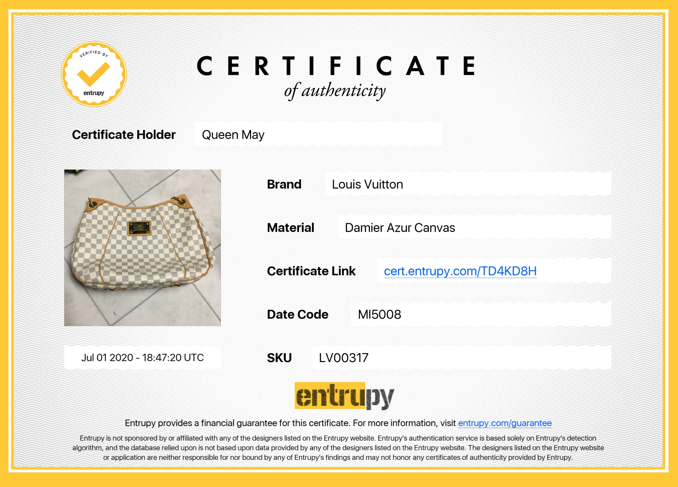 Louis Vuitton Damier Azur Galleria PM
