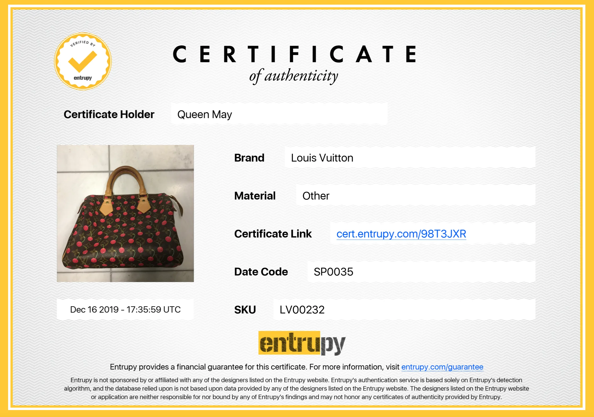 Louis Vuitton Limited Edition Cherry Cerise Monogram by Takashi Murakami