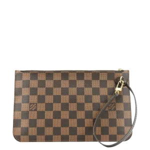 LOUIS VUITTON Neverfull Damier Ebene Pochette Wristlet Pouch Brown