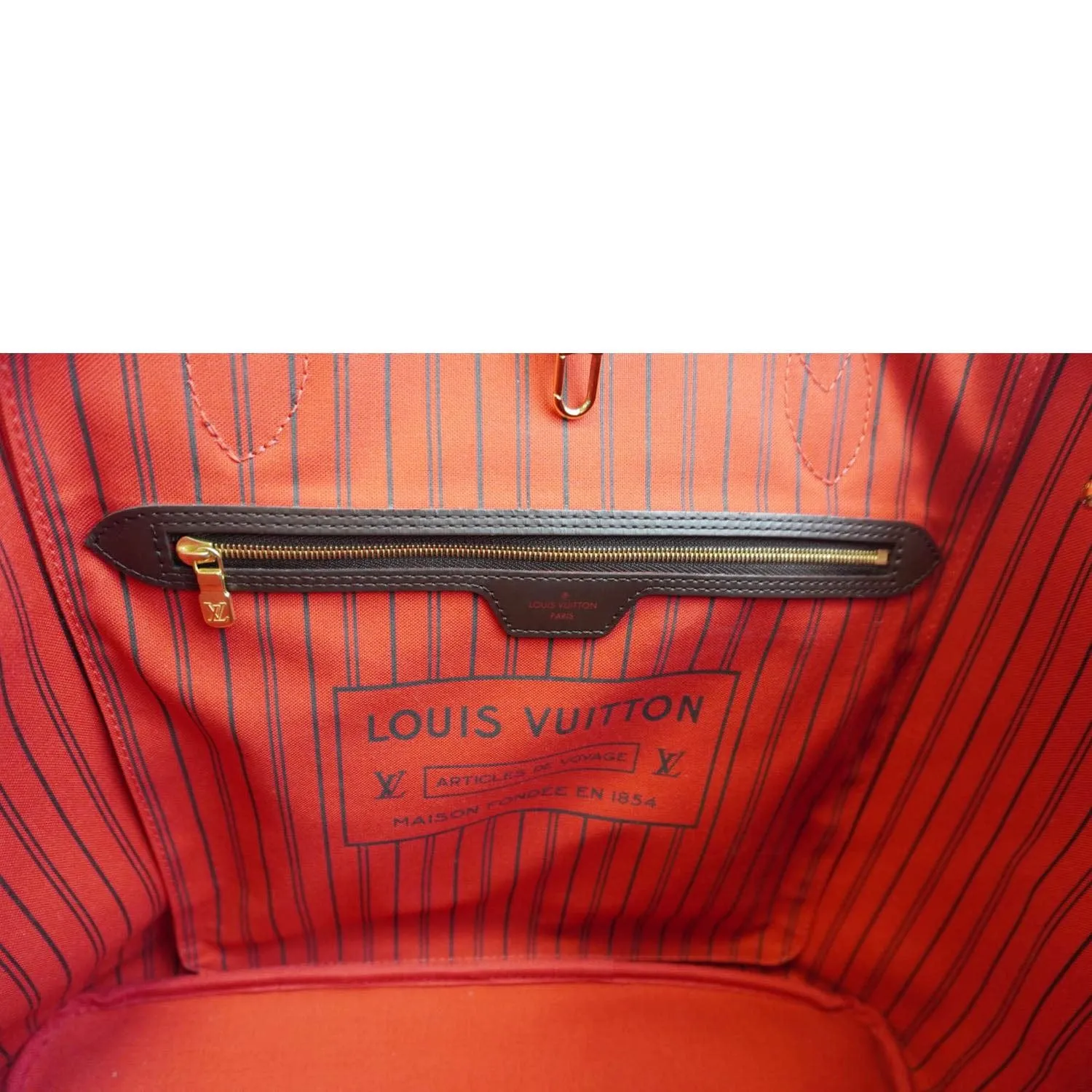 LOUIS VUITTON Neverfull GM Damier Ebene Tote Bag Brown