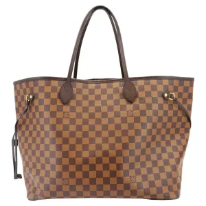 LOUIS VUITTON Neverfull GM Damier Ebene Tote Bag Brown