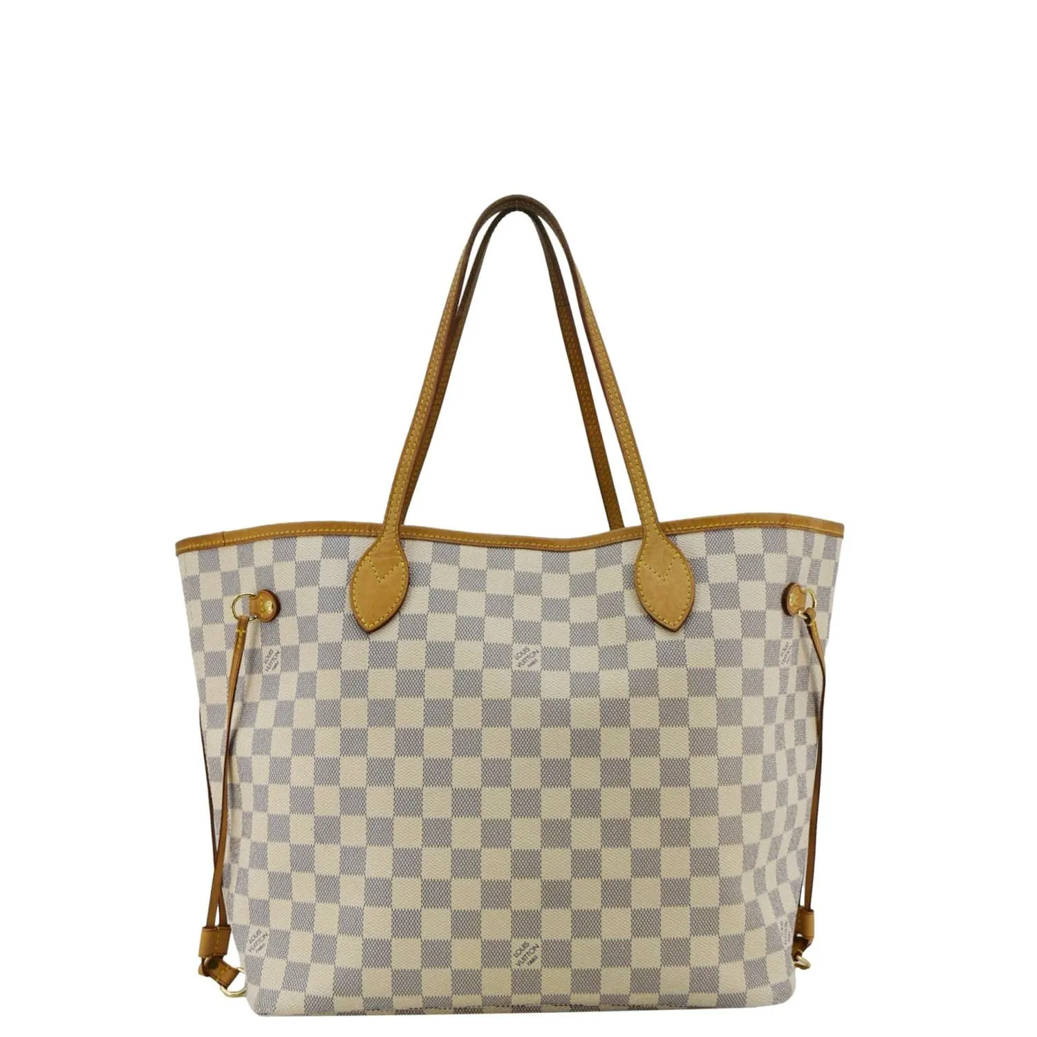 LOUIS VUITTON Neverfull MM Damier Azur Tote Bag White