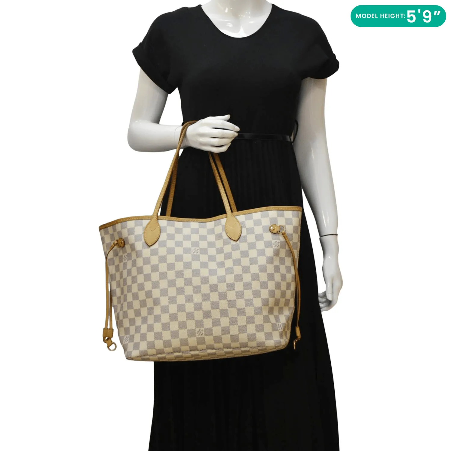 LOUIS VUITTON Neverfull MM Damier Azur Tote Bag White