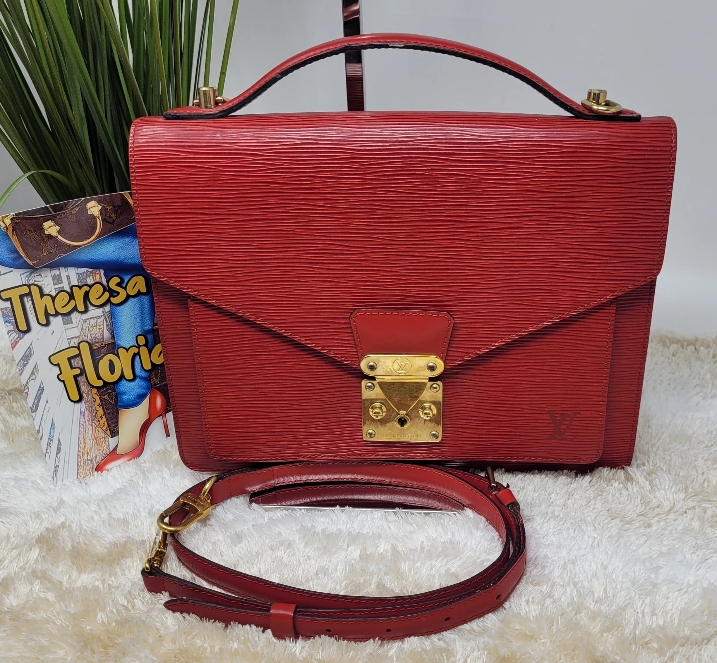 LOUIS VUITTON RED EPI MONCEAU CROSSBODY