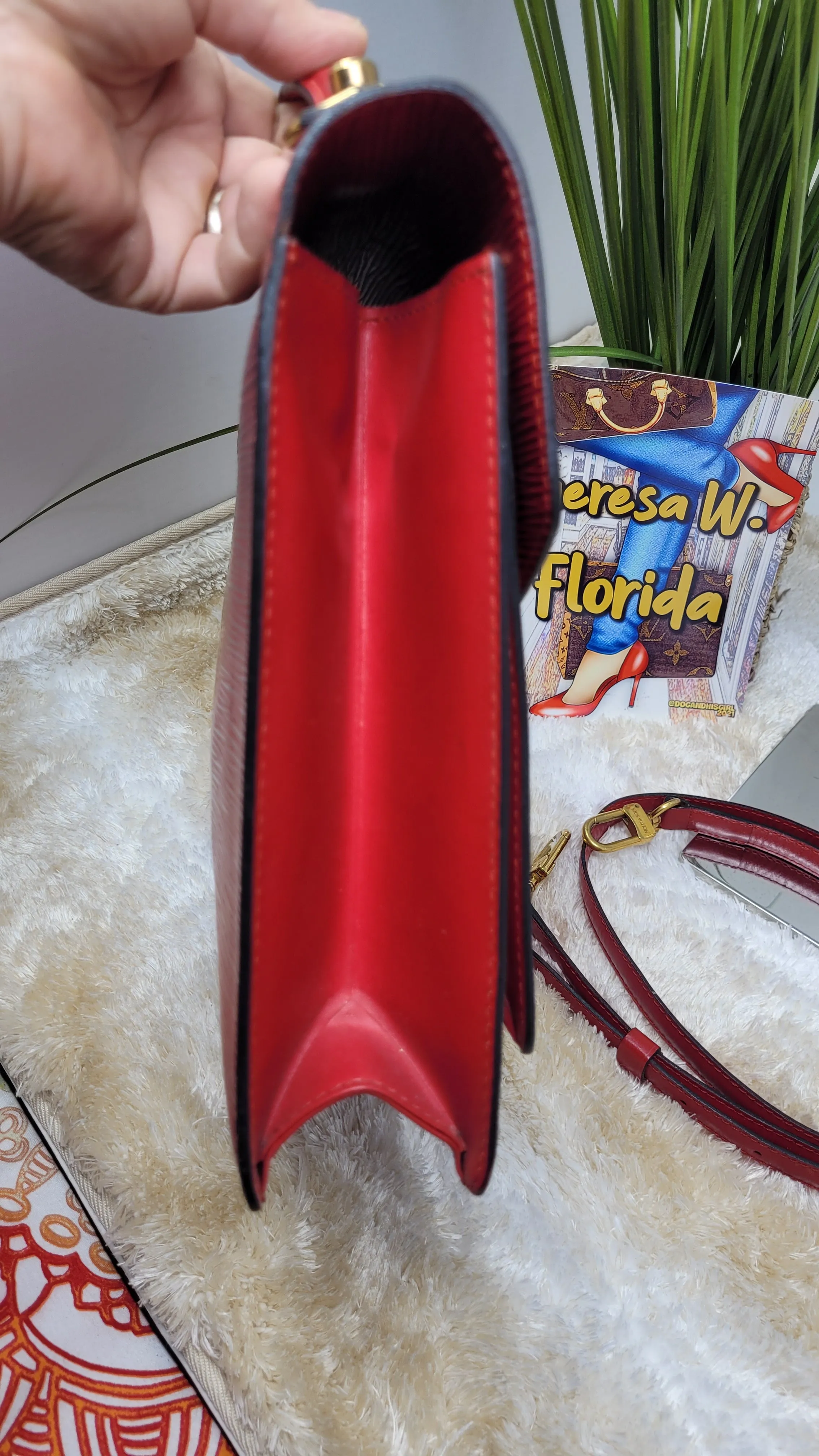 LOUIS VUITTON RED EPI MONCEAU CROSSBODY
