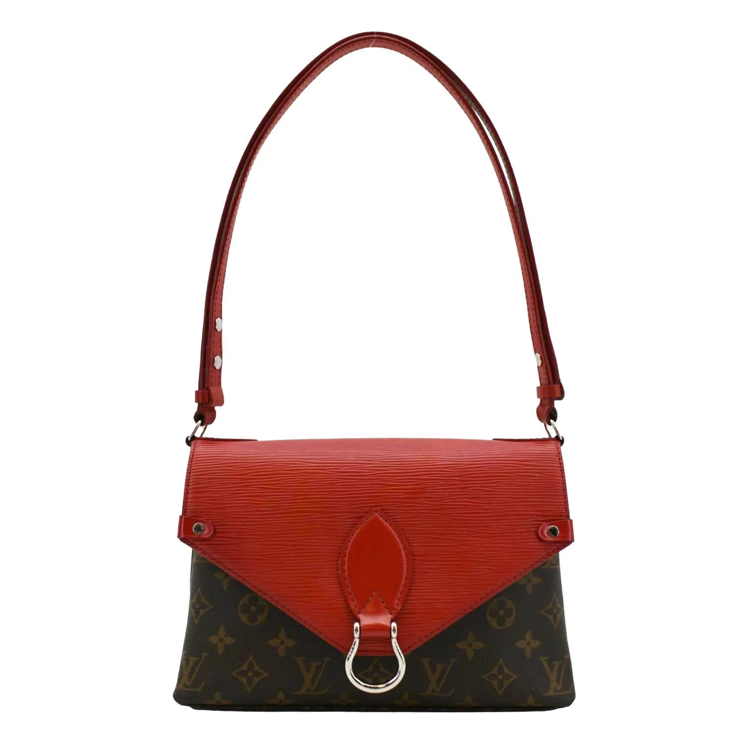 LOUIS VUITTON Saint Michel Monogram Epi Shoulder Bag Coquelicot