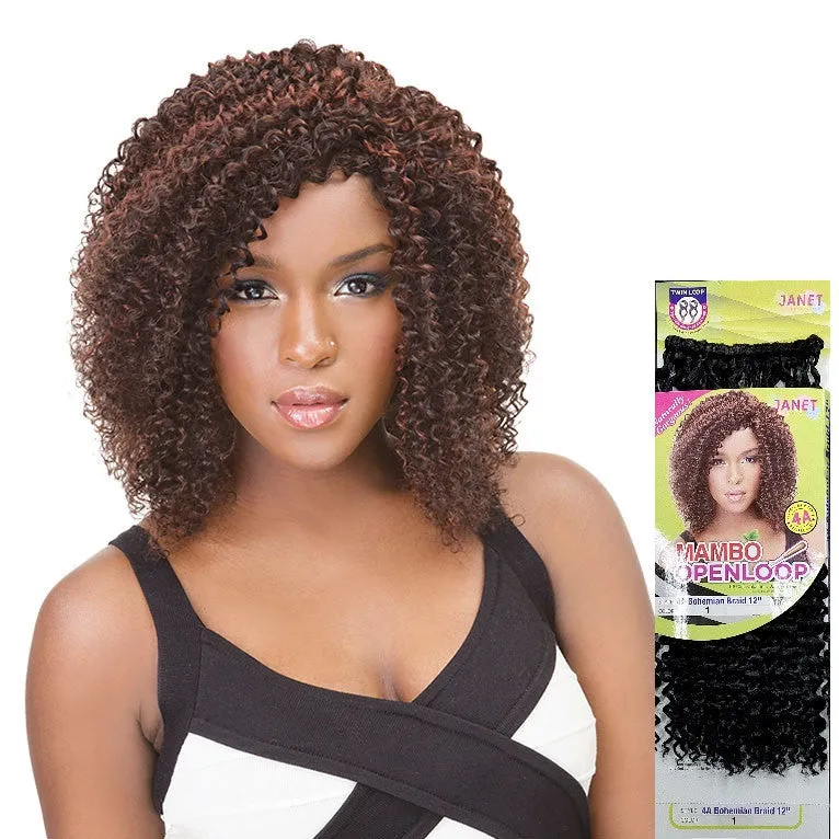 MAMBO TWIN OPEN LOOP 4A BOHEMIAN Crochet Braid 12" by JANET COLLECTION