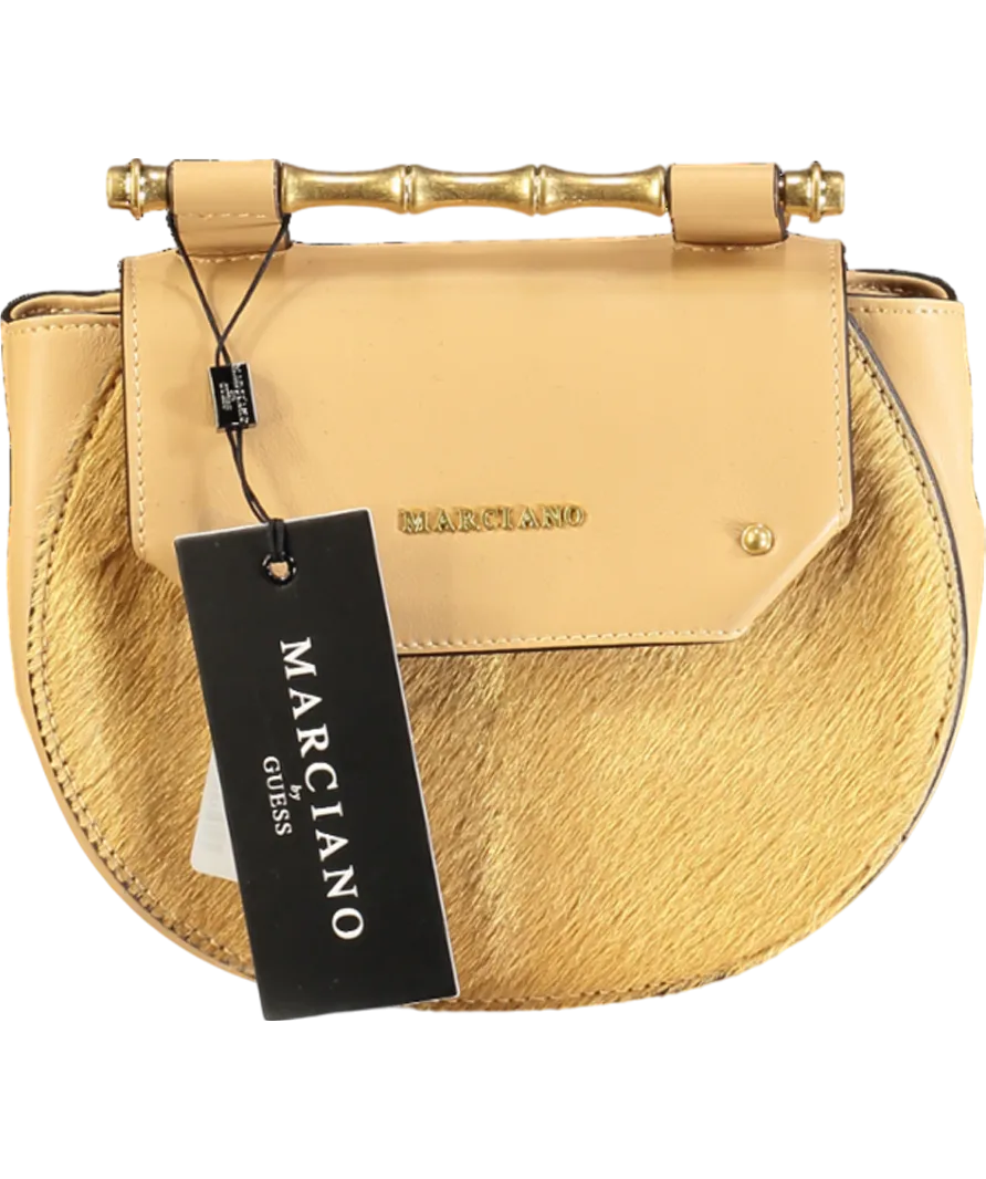 Marciano By Guess Beige Fur Detail Leather Shoulder Bag One Size