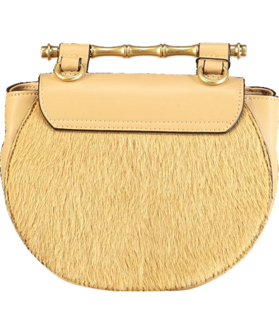Marciano By Guess Beige Fur Detail Leather Shoulder Bag One Size