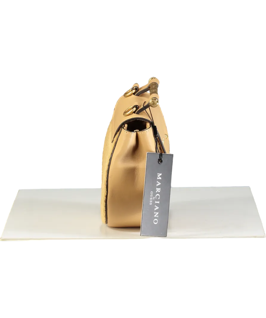 Marciano By Guess Beige Fur Detail Leather Shoulder Bag One Size