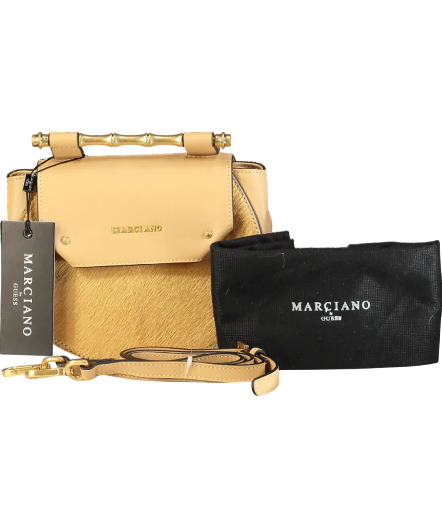 Marciano By Guess Beige Fur Detail Leather Shoulder Bag One Size