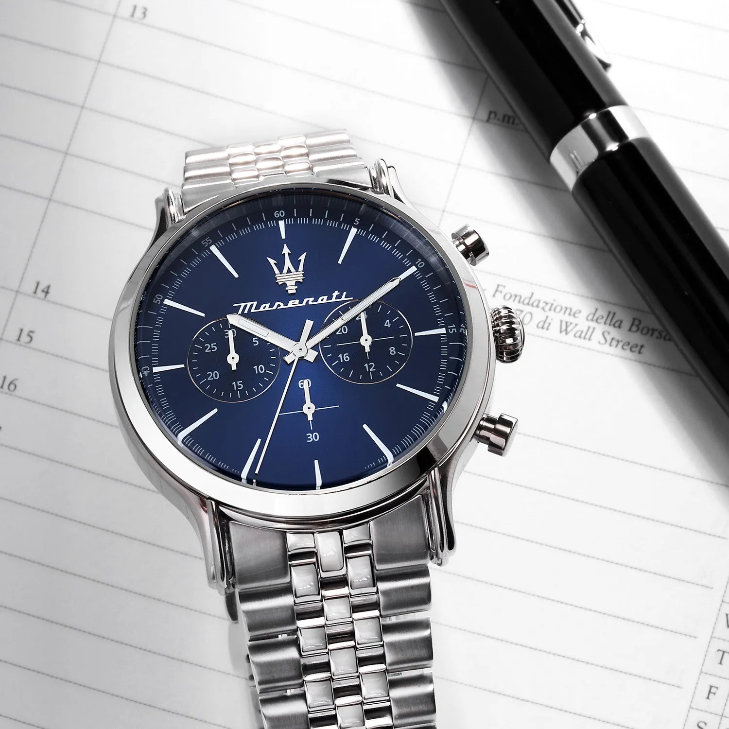 Maserati EPOCA 42MM CHR BLUE DIAL BR SS