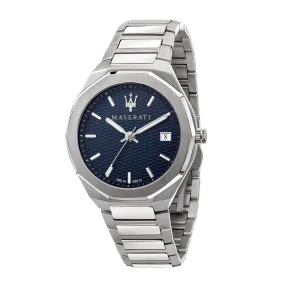 MASERATI STILE 42MM 3H BLUE DIAL BR SS